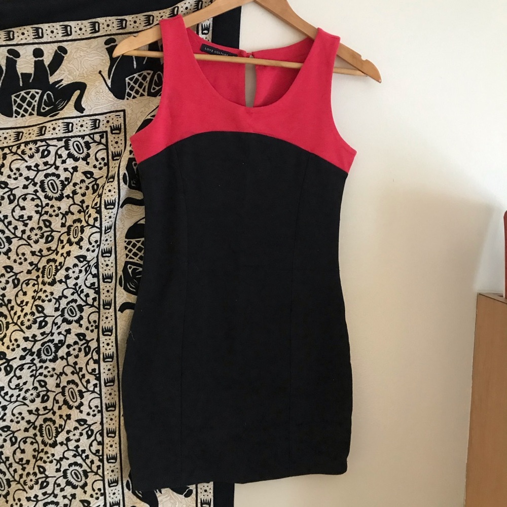 Pink and black bodycon minidress